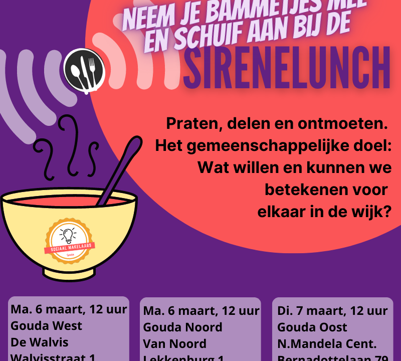 Sirenelunch 6 & 7 maart 2023: Praten, delen, ontmoeten. Ben je erbij?