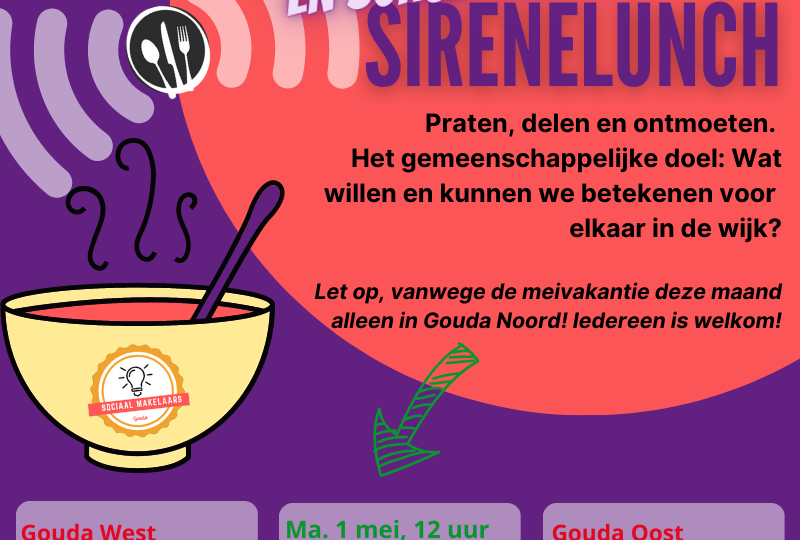 Sirenelunch mei – Let op, deze maand alleen in Ontmoetingscentrum Van Noord